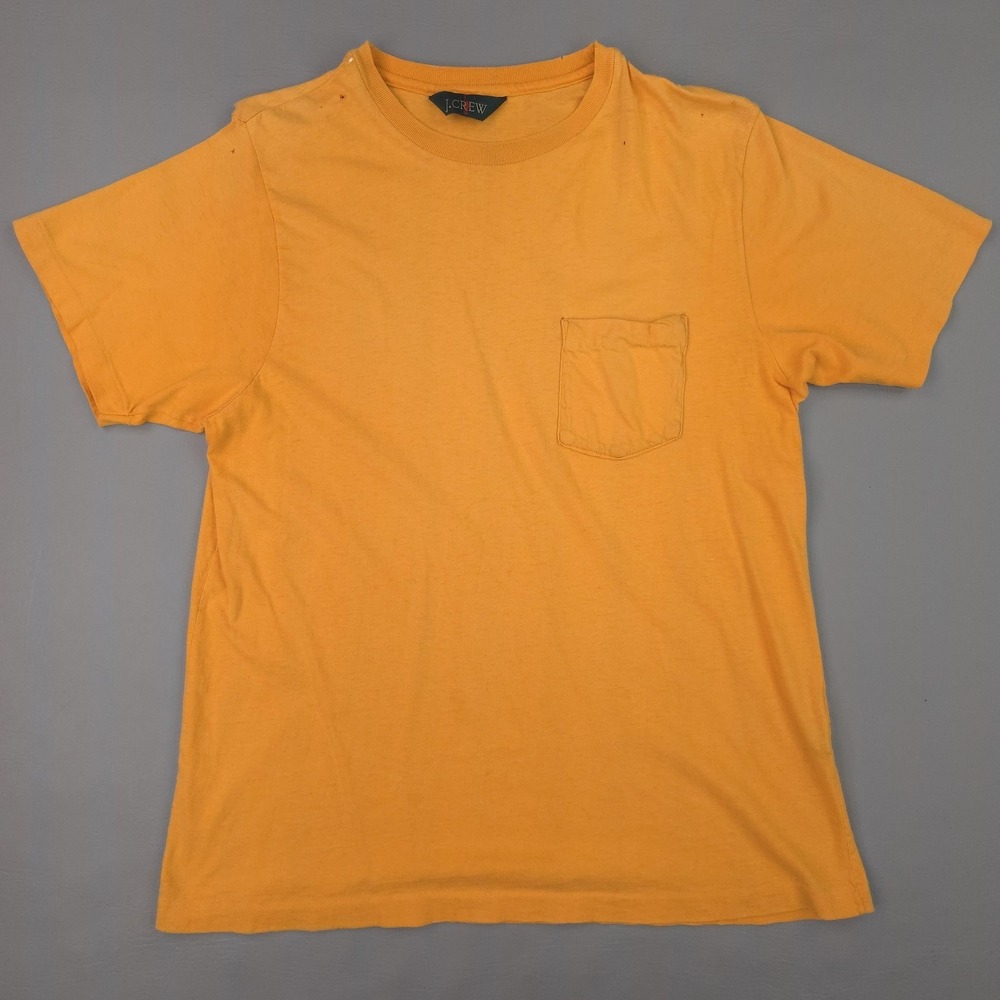 Vintage J.Crew Shirt Mens Medium Yellow Crewneck Oarsman Distressed Pocket Tee